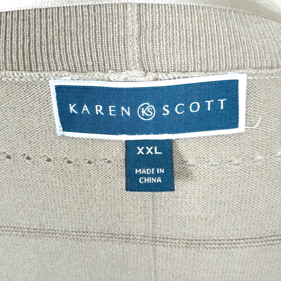 Karen Scott Open Front Cardigan XXL Tan 538 - Picture 4 of 6
